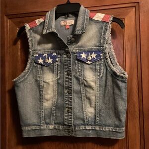 LEI Denim Vest with Stars & Stripes Accents (Juniors)
